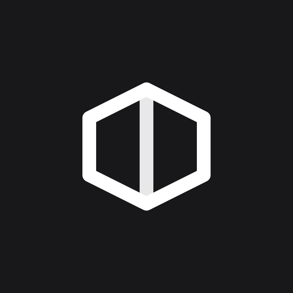 A hexagonal shape with a line down the middle, representing the logo of One Thirteen (One13).